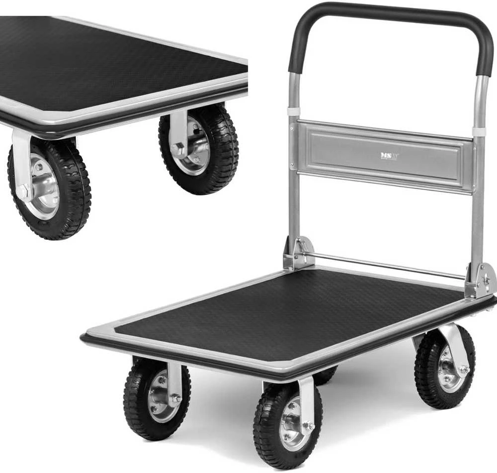MSW Rankinis sulankstomas sandėlio platforminis vežimėlis, 1 šonas, iki 300 kg, 80 x 60 cm