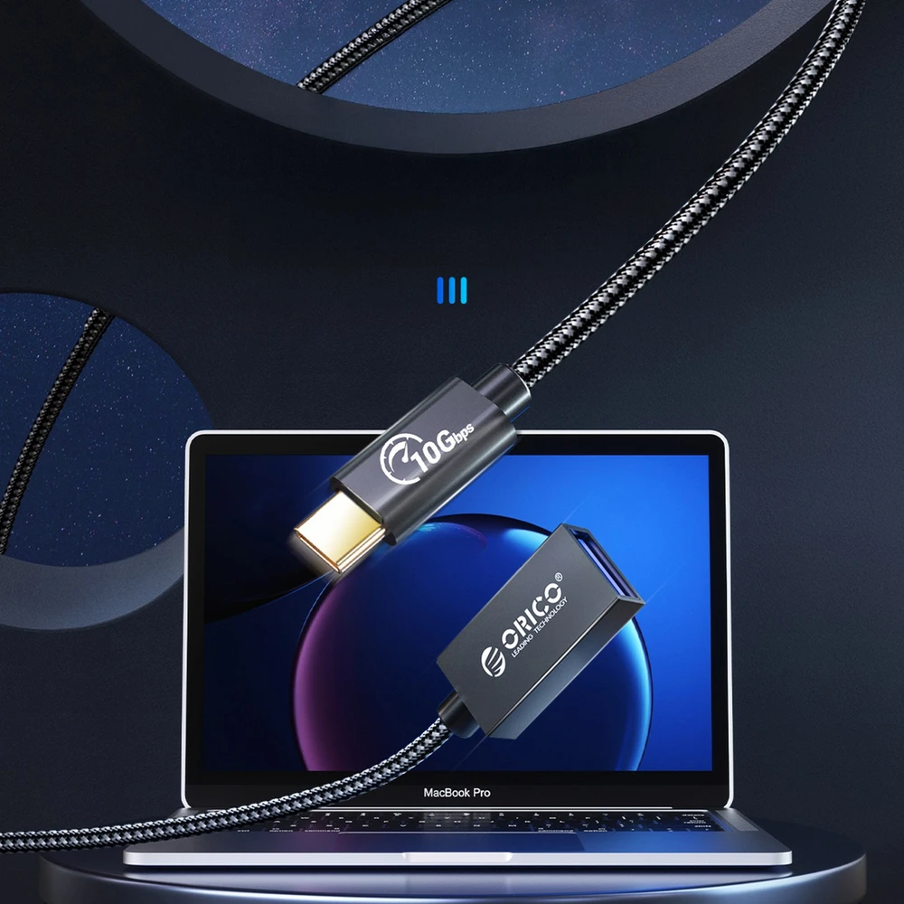Orico CAF31 USB-C - USB-A 3.1 Gen 2 10Gbps 30cm OTG adapter - juodas