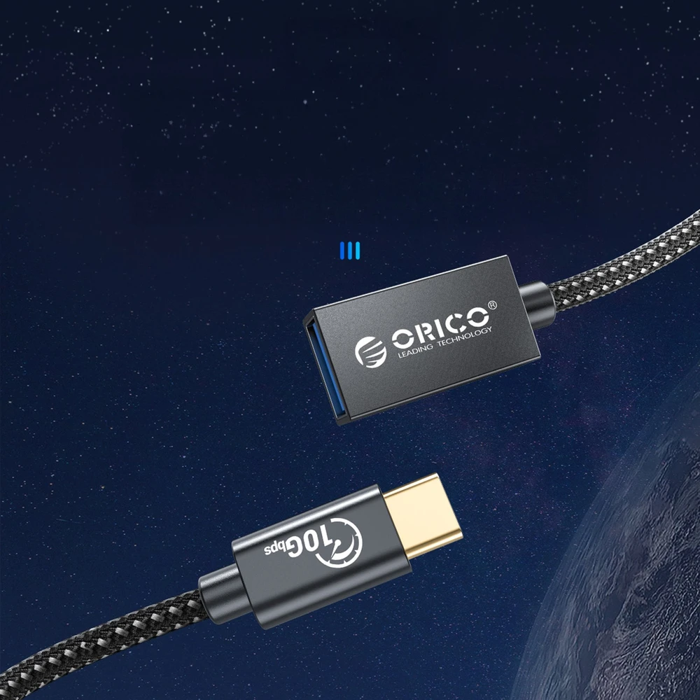 Orico CAF31 USB-C - USB-A 3.1 Gen 2 10Gbps 30cm OTG adapter - juodas