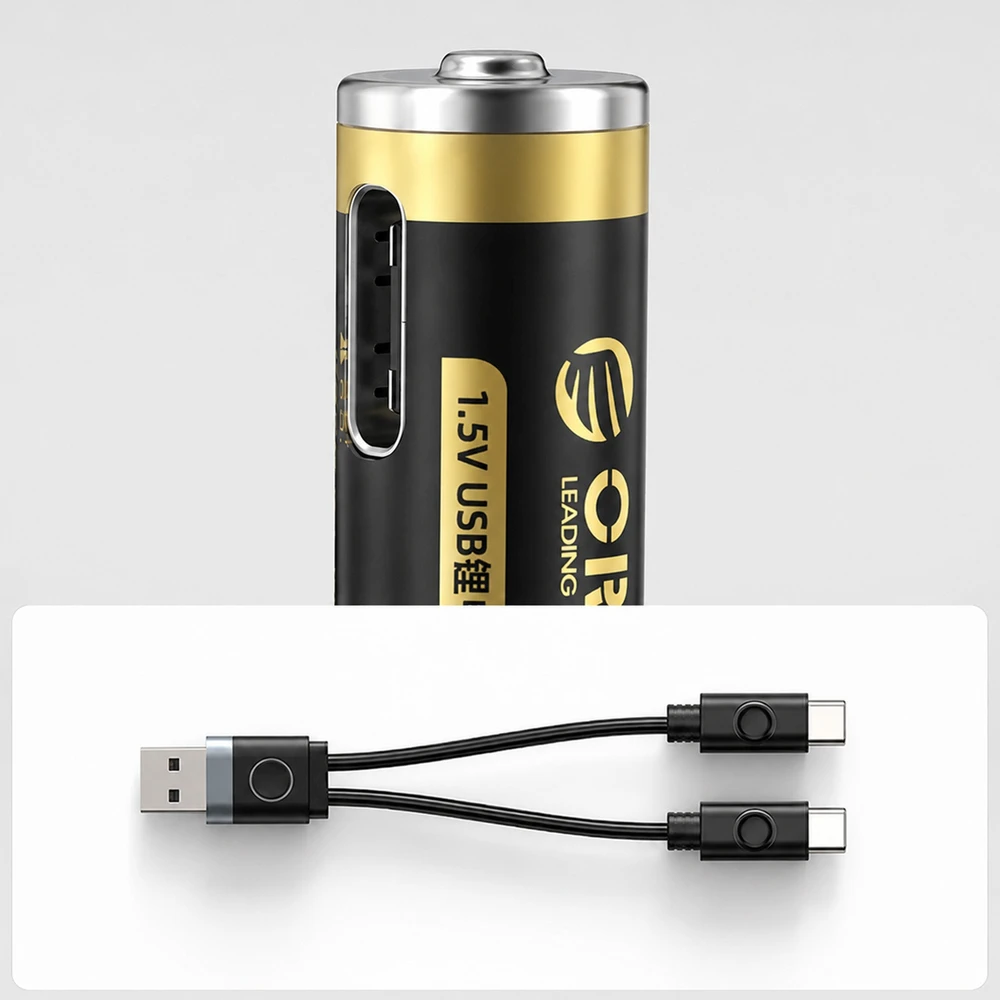 Orico Ener-G EG7C AAA ličio baterija 1.5V 500mWh USB-C įkraunamos baterijos su įkrovimo laidu 2 vnt.