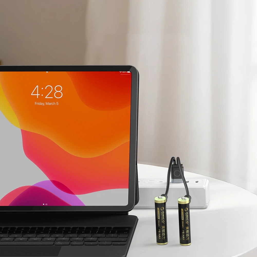 Orico Ener-G EG7C AAA ličio baterija 1.5V 500mWh USB-C įkraunamos baterijos su įkrovimo laidu 2 vnt.