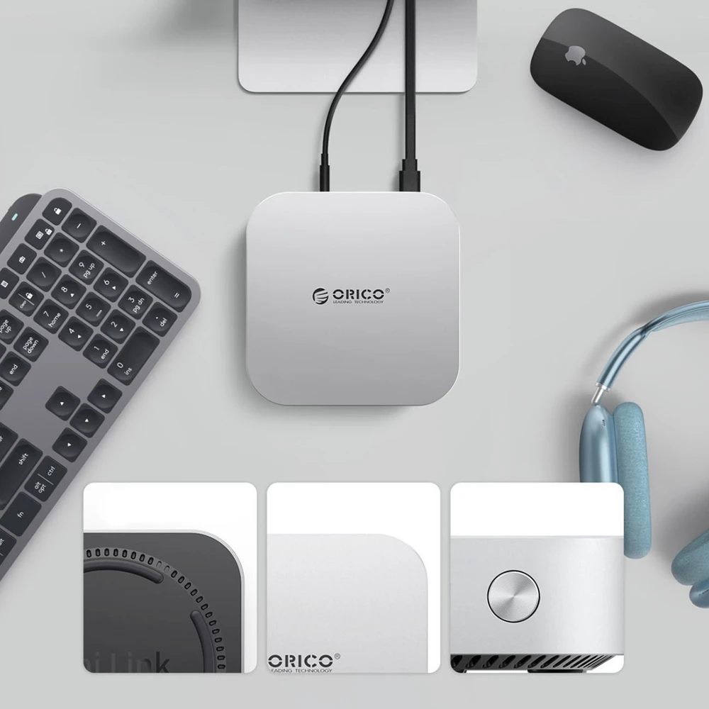 „Orico MiniLink 9-in-1“ prijungimo stotelė su M.2 SSD kietojo disko lizdu – „Sidabrinis“