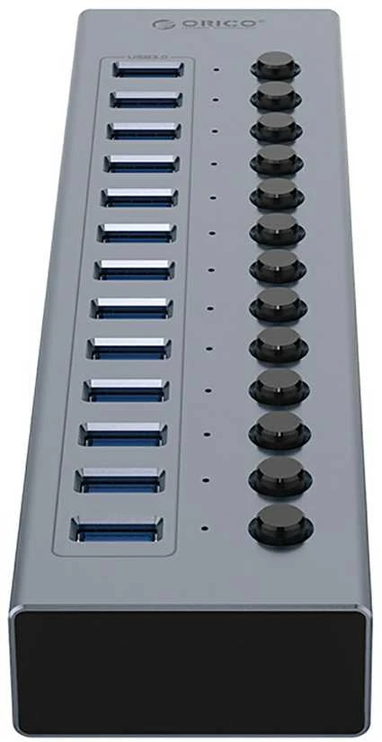 „Orico BT2U3-13AB“ šakotuvas 13x USB-A 3.0 su jungikliais – pilka