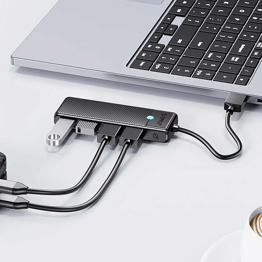 Orico PAPW4A-C3 USB-A šakotuvo prijungimo stotelė 4x USB-A 3.0 – juodos spalvos