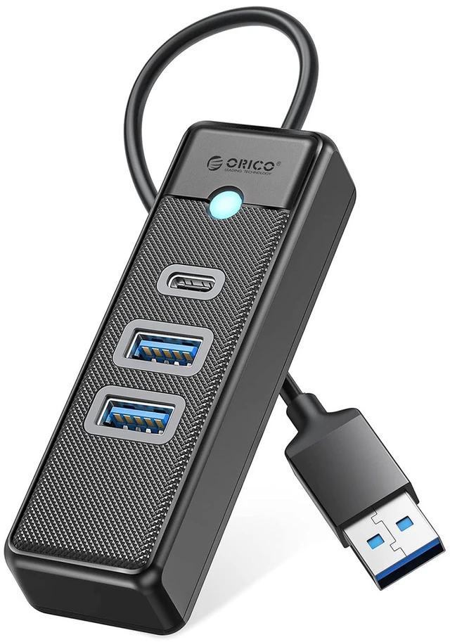Orico Hub adapteris USB prie 2x USB 3.0 + USB-C, 5 Gbps, 0.15 m (juodas)