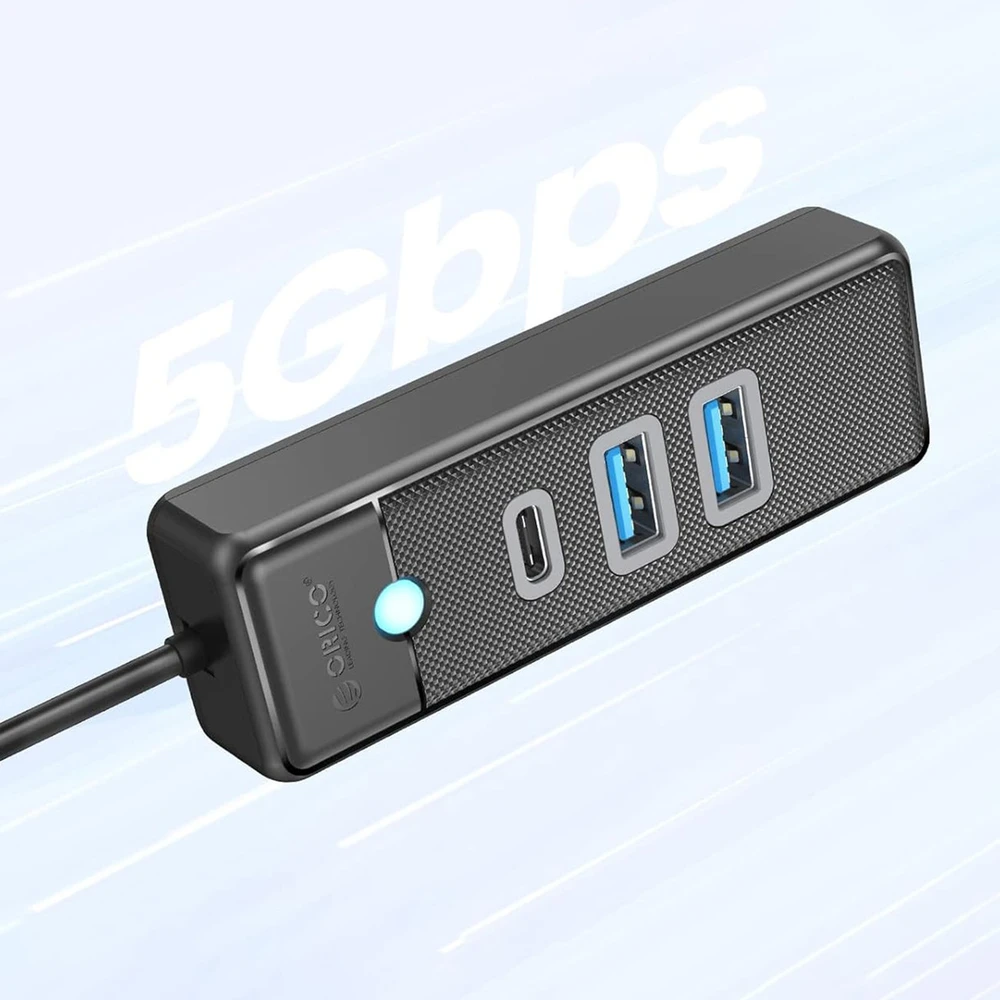 Orico PWC2U-U3 3-port USB hub 2x USB-A 3.0 1x USB-C 3.0 1.8 m - juodas