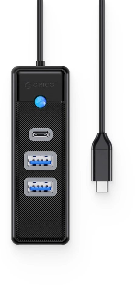 Orico PWC2U-C3 3-port USB hub 2x USB-A 3.0 1x USB-C 3.0 1 m - juodas