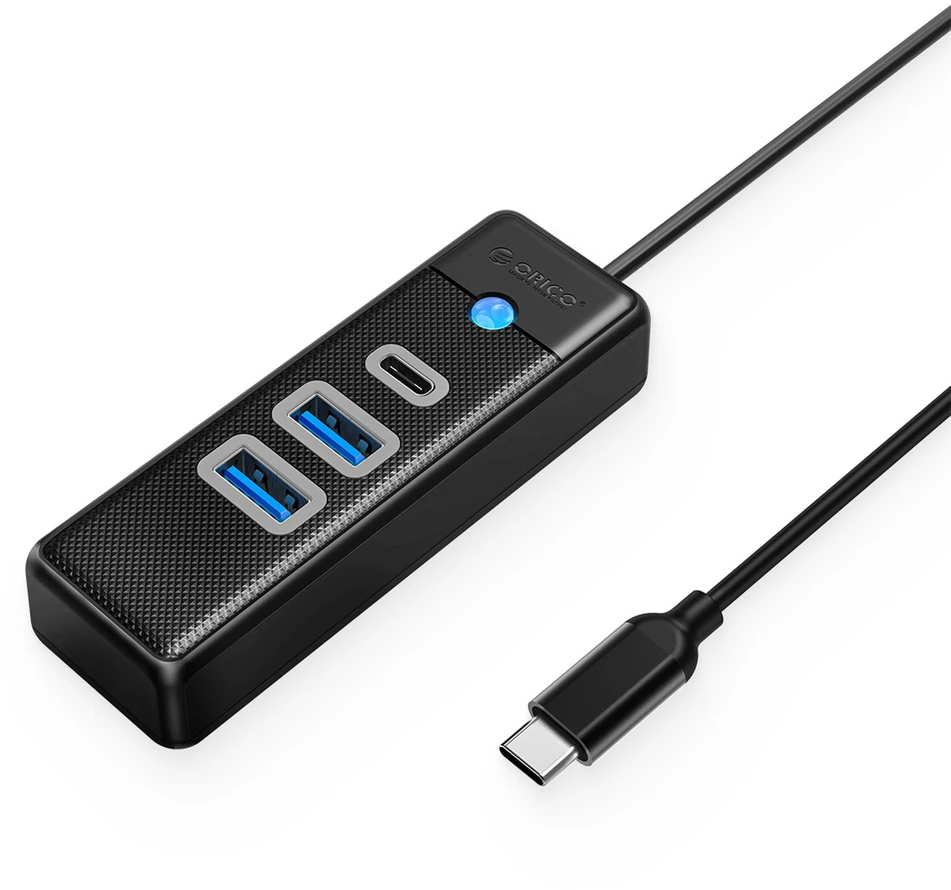 Orico PWC2U-C3 3-port USB hub 2x USB-A 3.0 1x USB-C 3.0 0.5 m - juodas