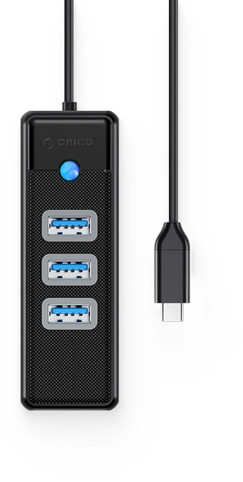 Orico PW3UR25-C3 USB šakotuvas 4 prievadų 3x USB-A 3.0 1x RJ45 2.5G Ethernet 0.5m - Juodas