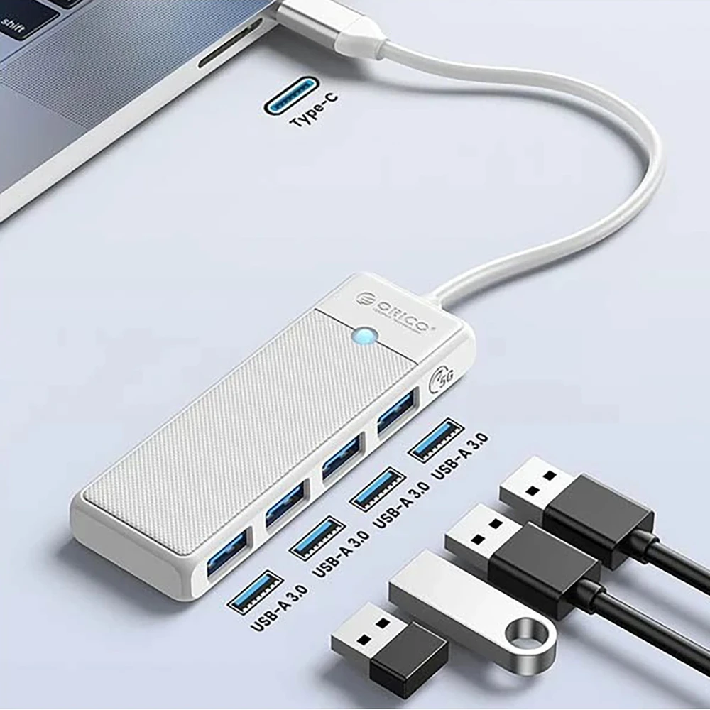 Orico PAPW4A-C3 USB Hub 4-port 4x USB-A 3.0 0.15 m - baltas