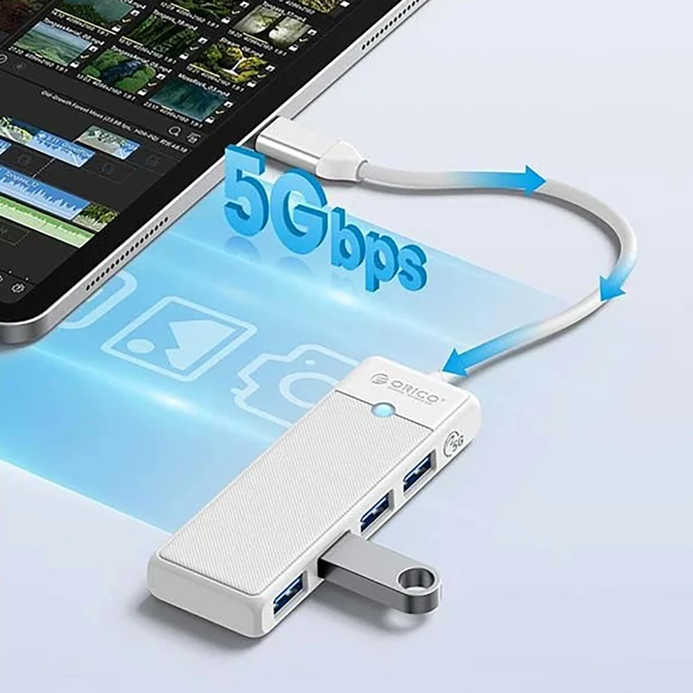 Orico PAPW4A-C3 USB Hub 4-port 4x USB-A 3.0 1.8 m - baltas