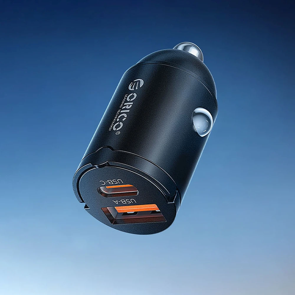 Orico MiniRing 30W USB-A + USB-C automobilinis įkroviklis - Juodas