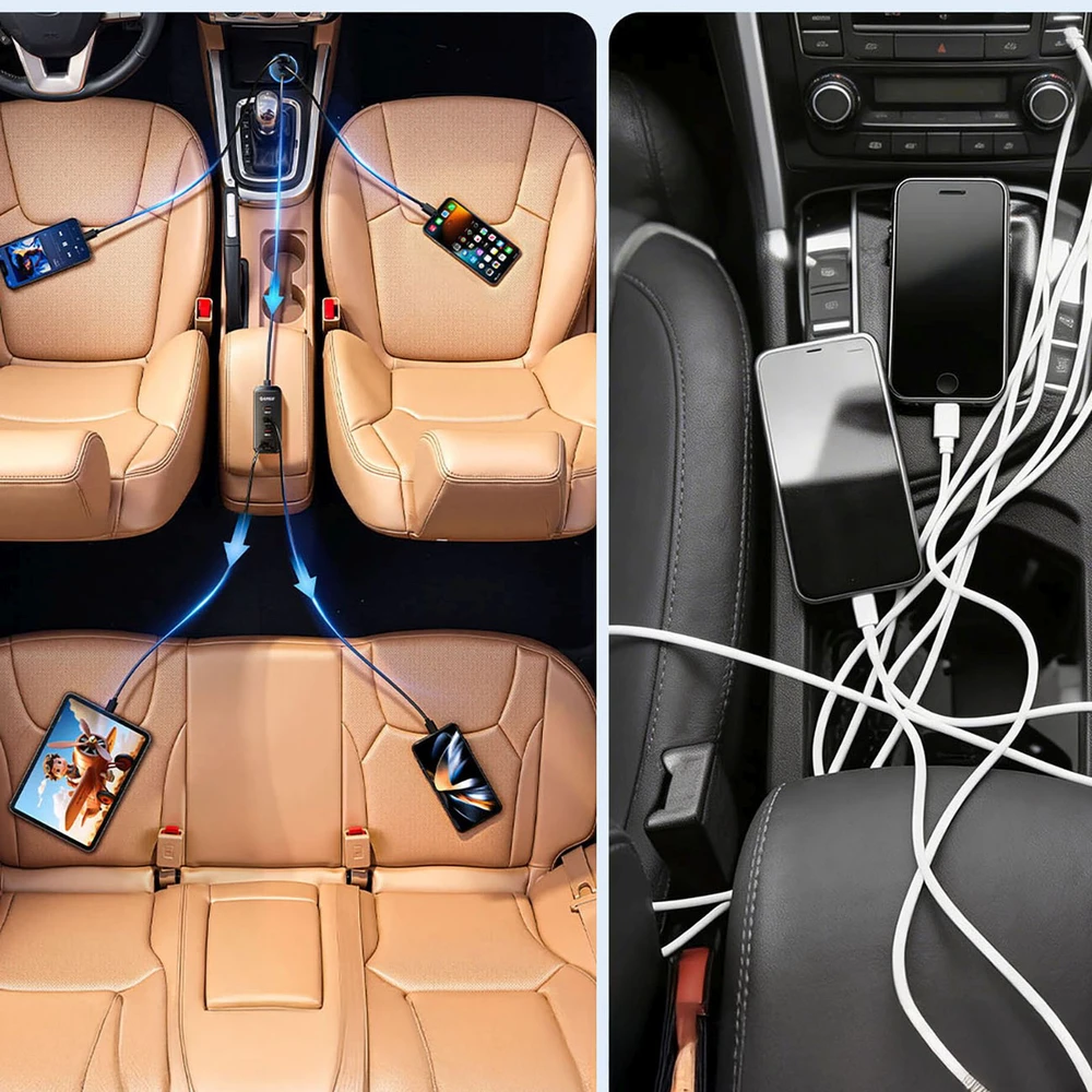 Orico ChargeClip 108W automobilinis įkroviklis 2x USB-A + 4x USB-C su spaustuku - Juodas