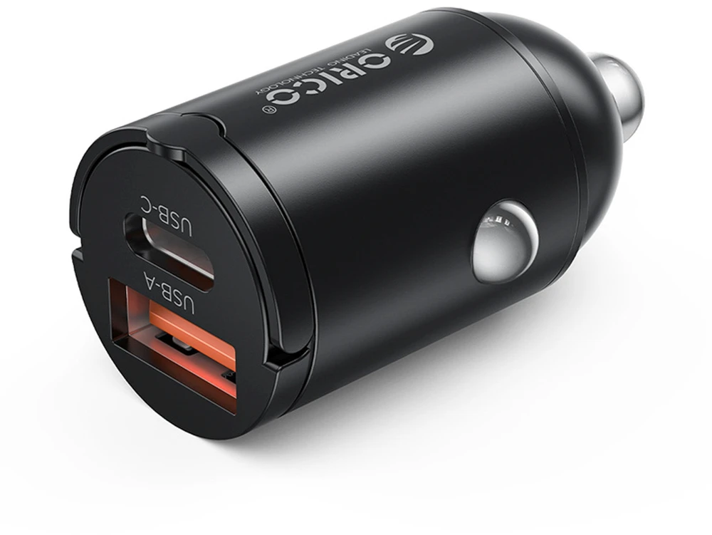 Orico MiniRing 30W USB-A + USB-C automobilinis įkroviklis - Juodas