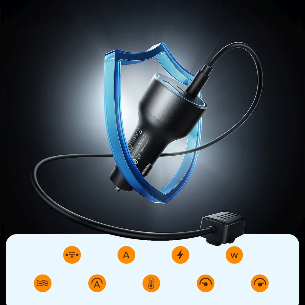 Orico ChargeClip 108W automobilinis įkroviklis 2x USB-A + 4x USB-C su spaustuku - Juodas