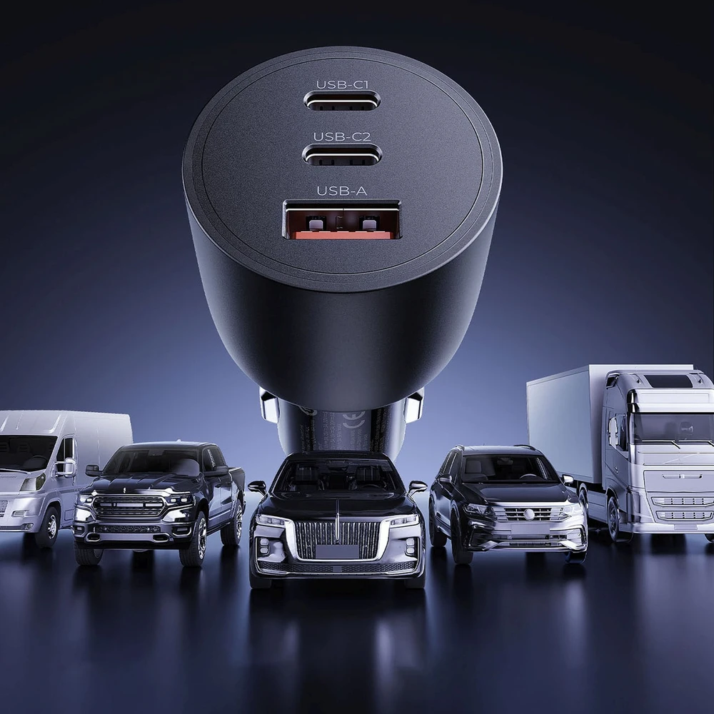 Orico PowerLink 165W USB-A + 2x USB-C automobilinis įkroviklis - Juodas