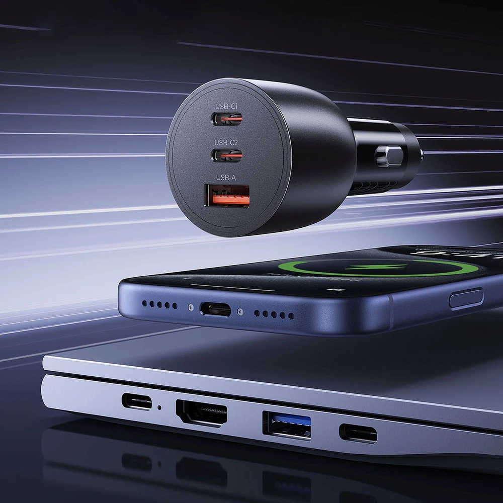 Orico PowerLink 165W USB-A + 2x USB-C automobilinis įkroviklis - Juodas