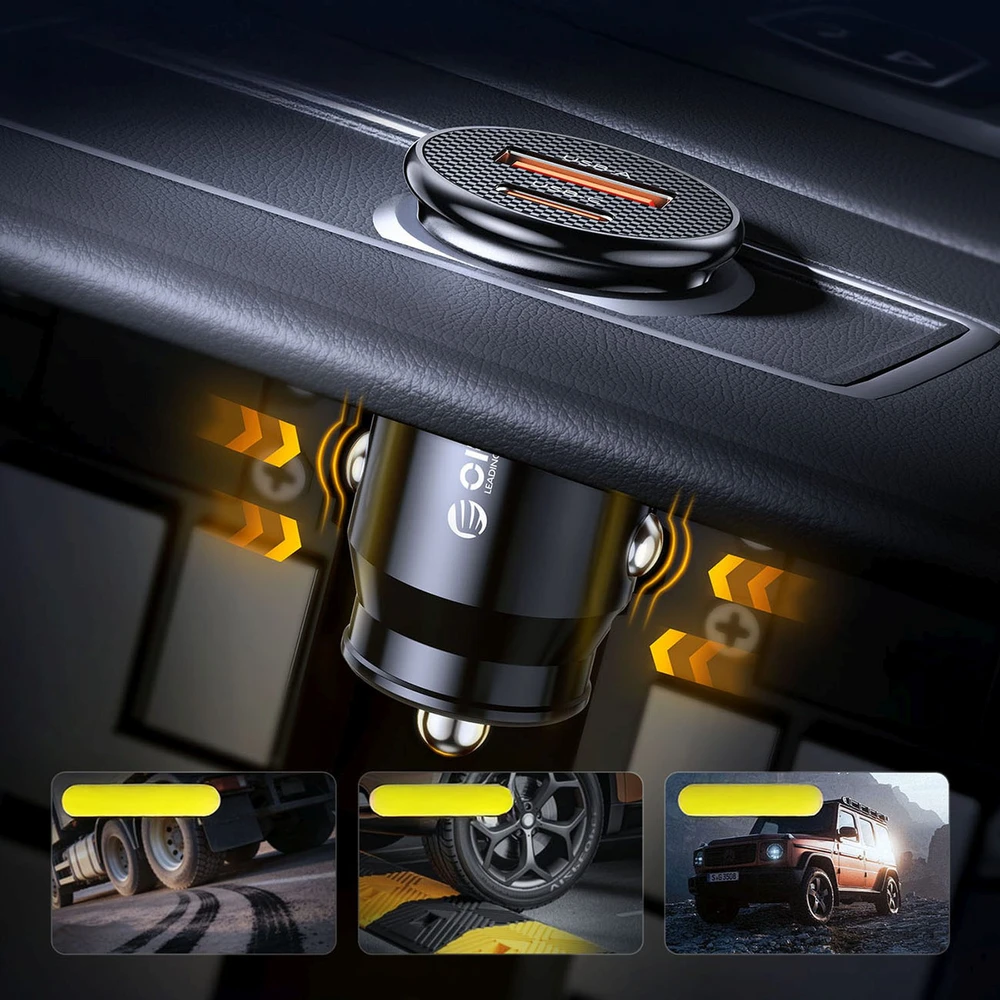 Orico PowerMini 30W USB-C + USB-A automobilinis įkroviklis - Juodas