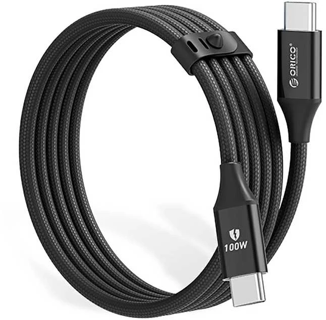 Orico CDX 100W 5A Power Delivery USB-C – USB-C kabelis 1m – juodos spalvos