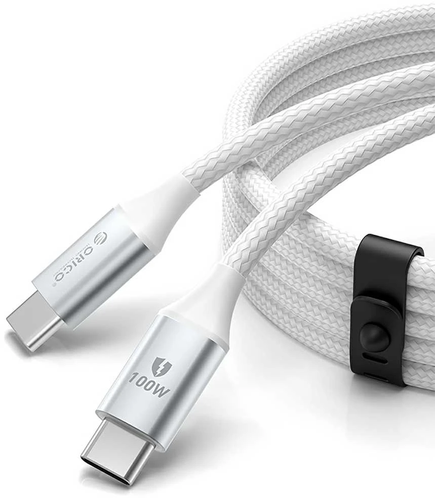 Orico CDX 100W 5A maitinimo šaltinis USB-C – USB-C 1m kabelis – baltos spalvos