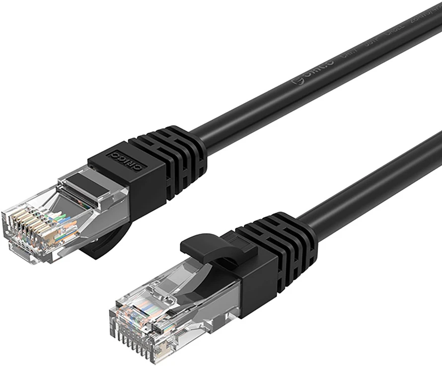 Orico PUG-C6 CAT6 1000Mbps RJ45 Ethernet tinklo kabelis interneto LAN apvalus 15m - Juodas