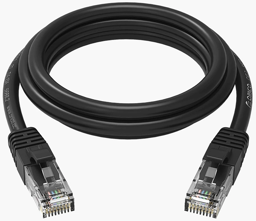 Orico PUG-C6 CAT6 1000Mbps RJ45 Ethernet tinklo kabelis interneto LAN apvalus 15m - Juodas