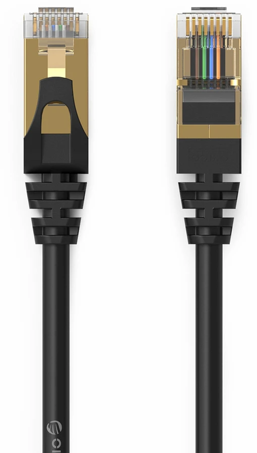 Orico PUG-C7 CAT7 10Gbps RJ45 Ethernet tinklo kabelis interneto LAN apvalus 0.5m - Juodas