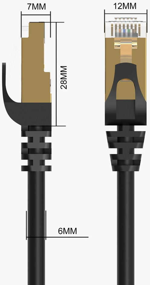 Orico PUG-C7 CAT7 10Gbps RJ45 Ethernet tinklo kabelis interneto LAN apvalus 0.5m - Juodas