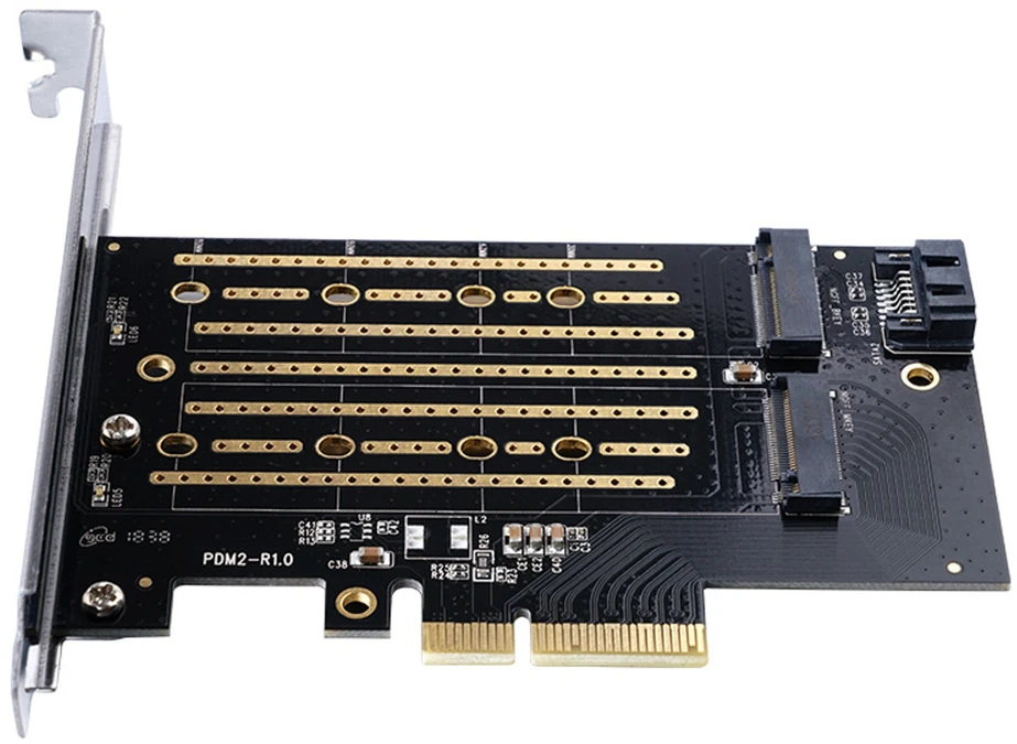 „Orico PDM2 PCI-E 3.0 x4“ išplėtimo plokštė, skirta M.2 NVMe ir SATA diskams - Juodas