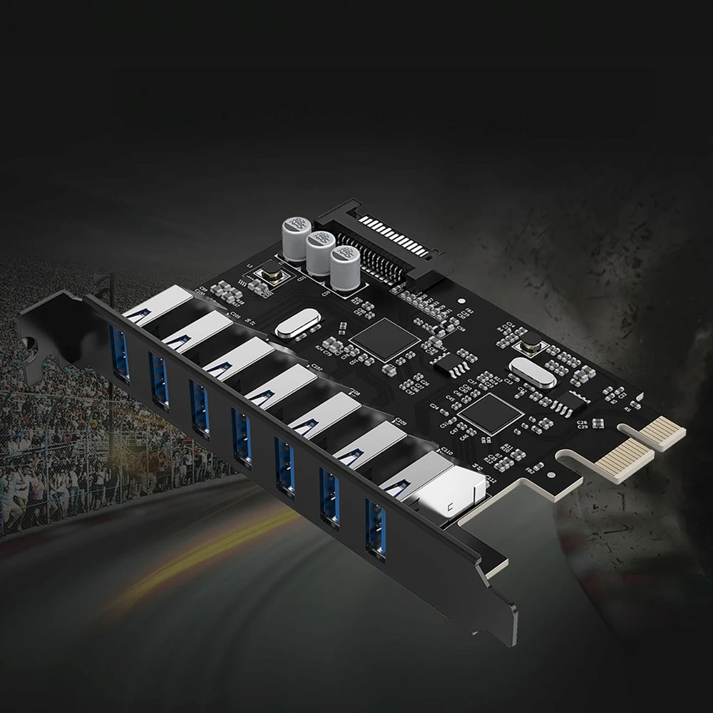 „Orico PVU3 PCI-E 7x USB 3.0“ išplėtimo plokštė stacionariam kompiuteriui - juoda