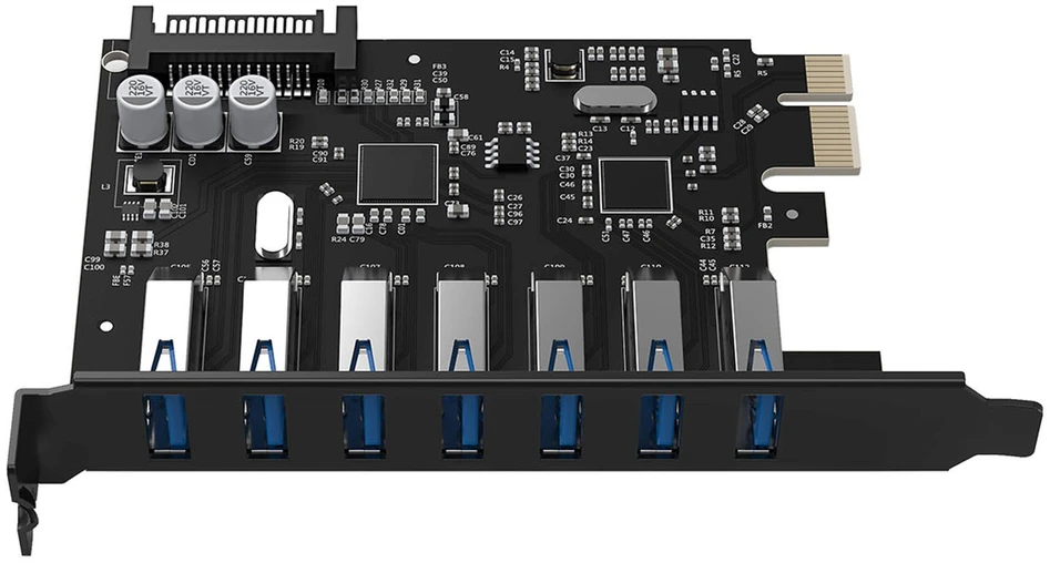 „Orico PVU3 PCI-E 7x USB 3.0“ išplėtimo plokštė stacionariam kompiuteriui - juoda