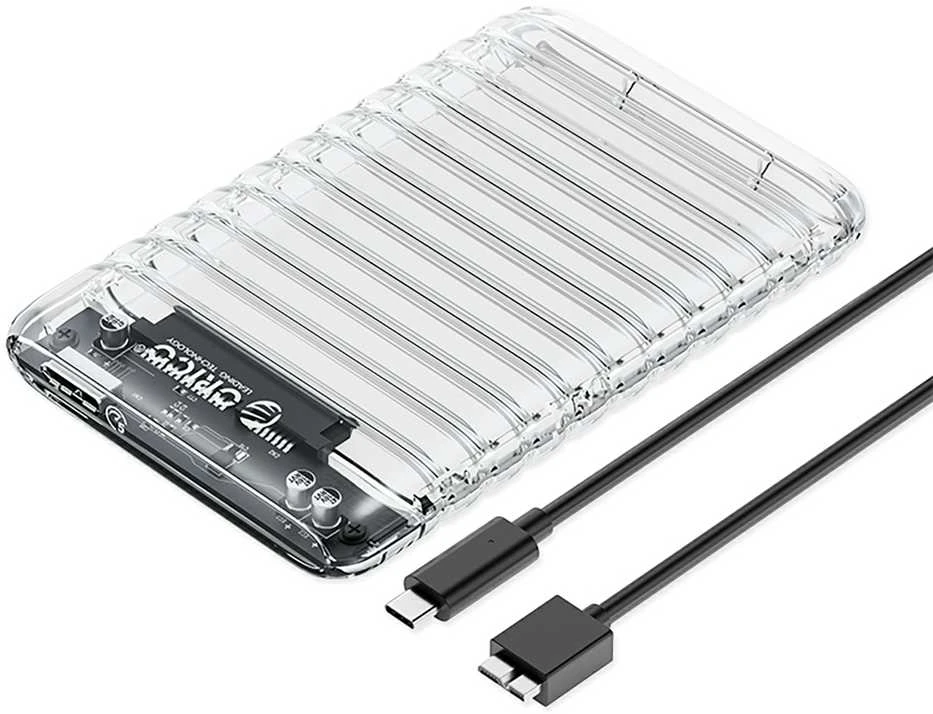„Orico 2139U3-V1“ 2,5 colio HDD/SSD USB „Micro-B“ 5 Gb/s diskas – skaidrus