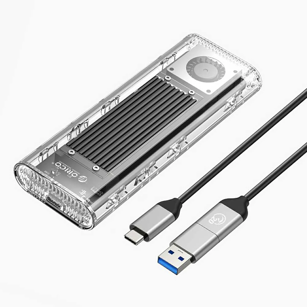 Orico TCM2-G20 M.2 NVME USB-C 3.2 20Gb/s Disk Drive – sidabro spalvos/skaidri