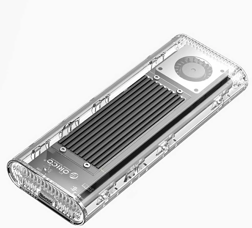 Orico TCM2-G20 M.2 NVME USB-C 3.2 20Gb/s Disk Drive – sidabro spalvos/skaidri