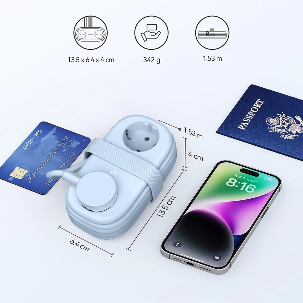 Orico AP3 20W GaN 5in1 maitinimo blokas 2x AC + 2x USB-A + 1x USB-C - Mėlyna