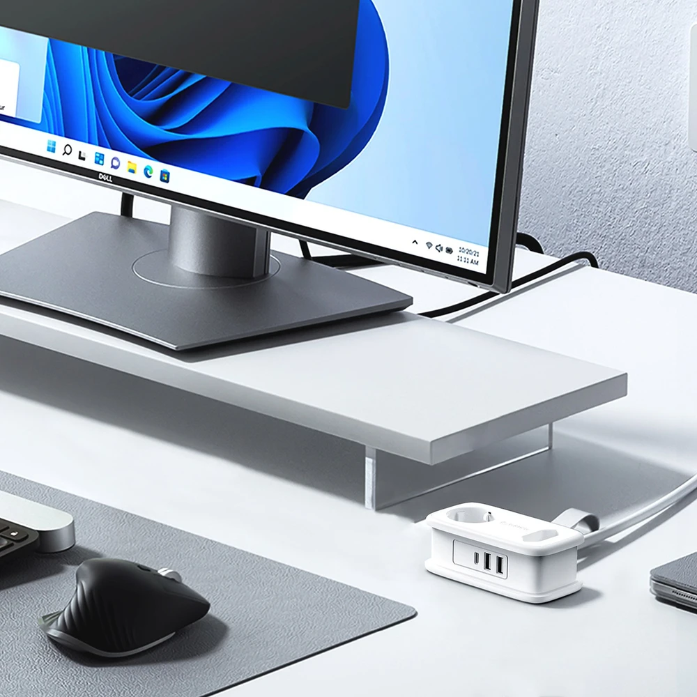 Orico APP 15.5W 5in1 maitinimo blokas 2x AC + 2x USB-A + 1x USB-C - Baltas
