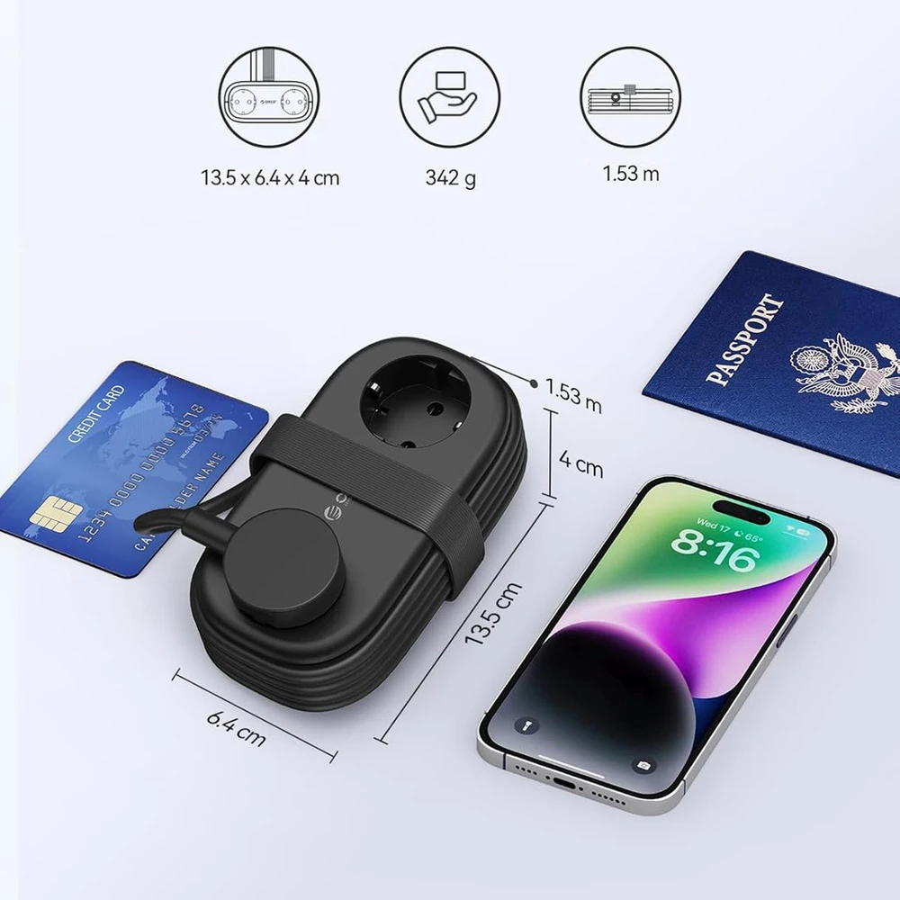 Orico AP3 20W GaN 5in1 maitinimo blokas 2x AC + 2x USB-A + 1x USB-C - Juodas