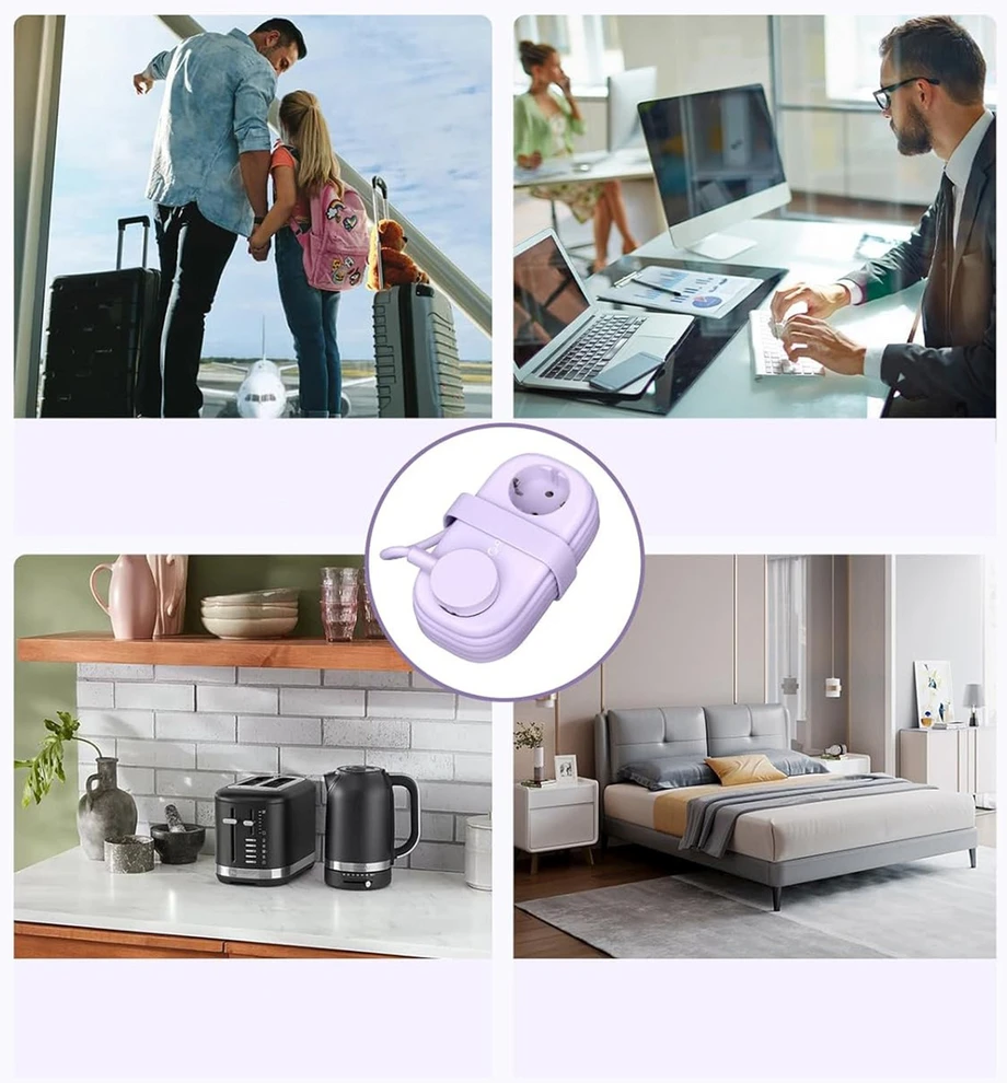 Orico AP3 20W GaN 5in1 maitinimo blokas 2x AC + 2x USB-A + 1x USB-C - Violetinė