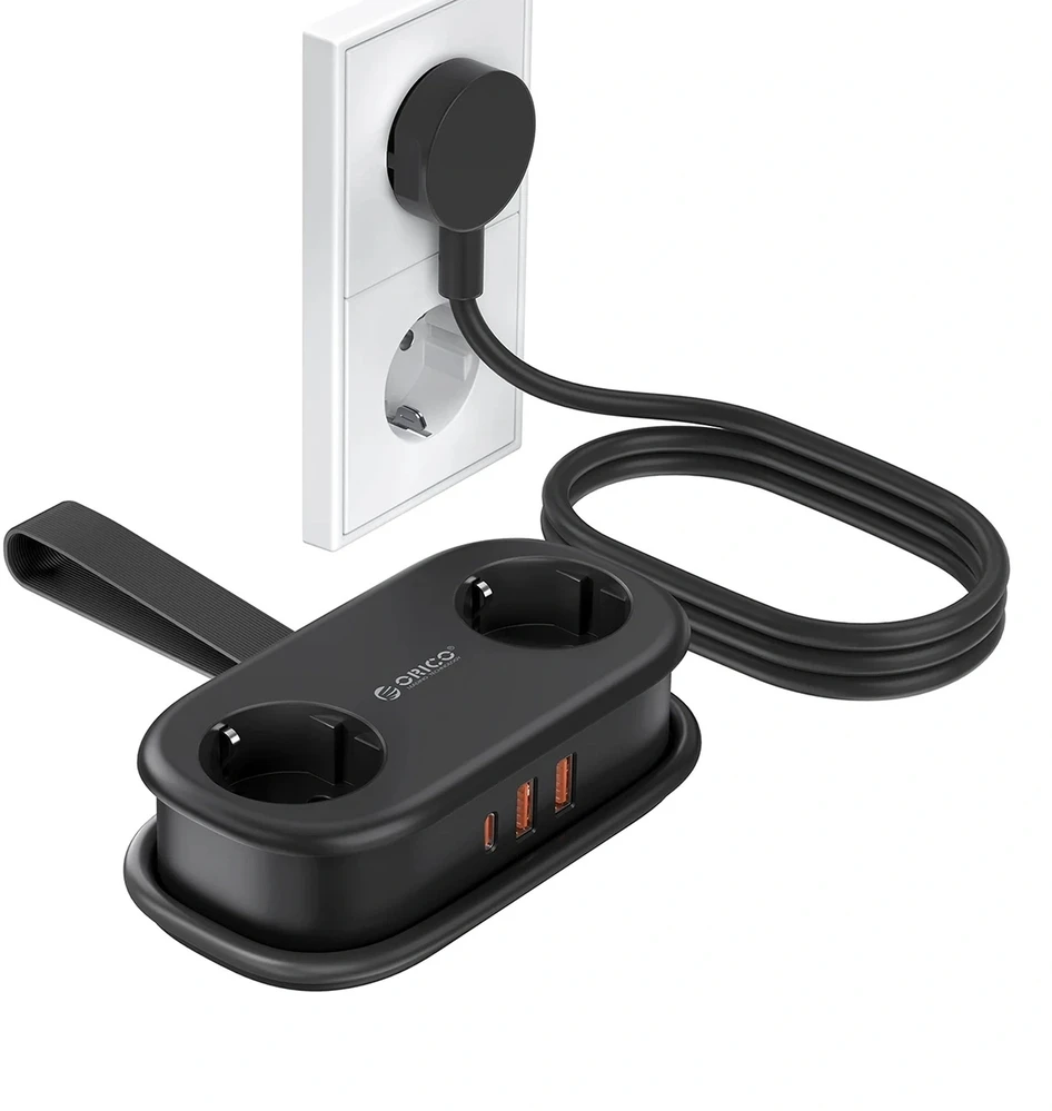 Orico AP3 20W GaN 5in1 maitinimo blokas 2x AC + 2x USB-A + 1x USB-C - Juodas