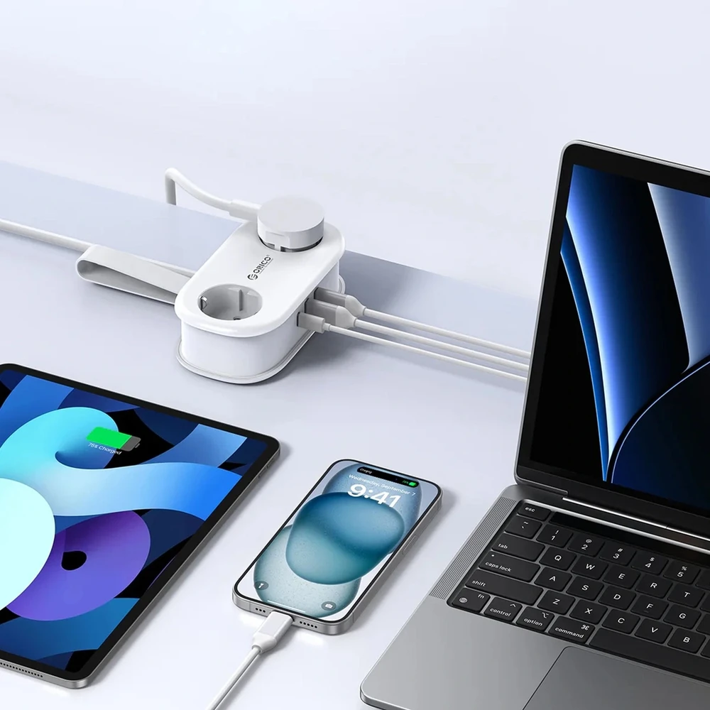 Orico AP3 20W GaN 5in1 maitinimo blokas 2x AC + 2x USB-A + 1x USB-C - Baltas