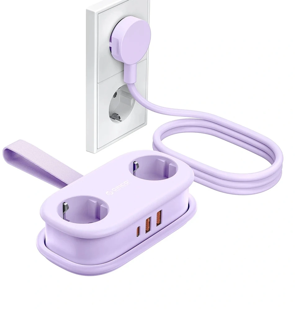 Orico AP3 20W GaN 5in1 maitinimo blokas 2x AC + 2x USB-A + 1x USB-C - Violetinė