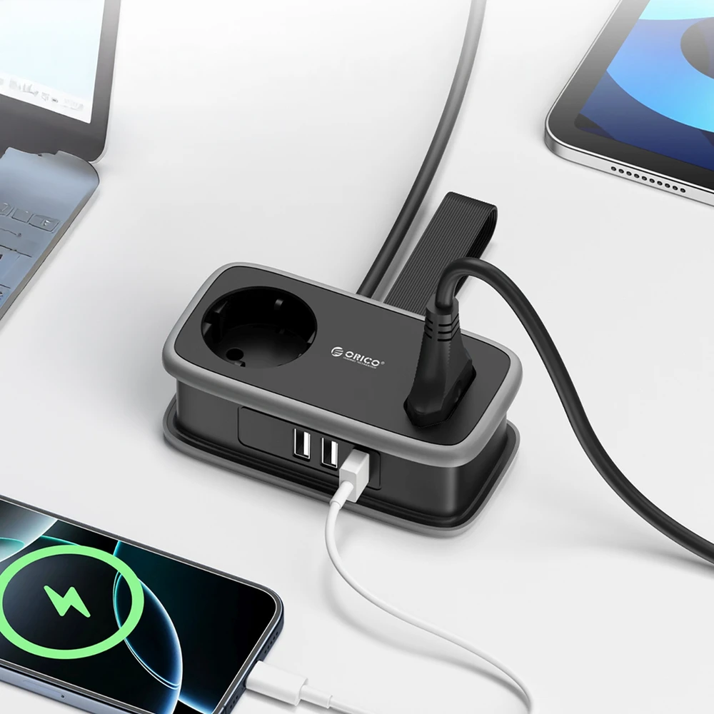 Orico APP 15.5W 5in1 maitinimo blokas 2x AC + 2x USB-A + 1x USB-C - Juodas