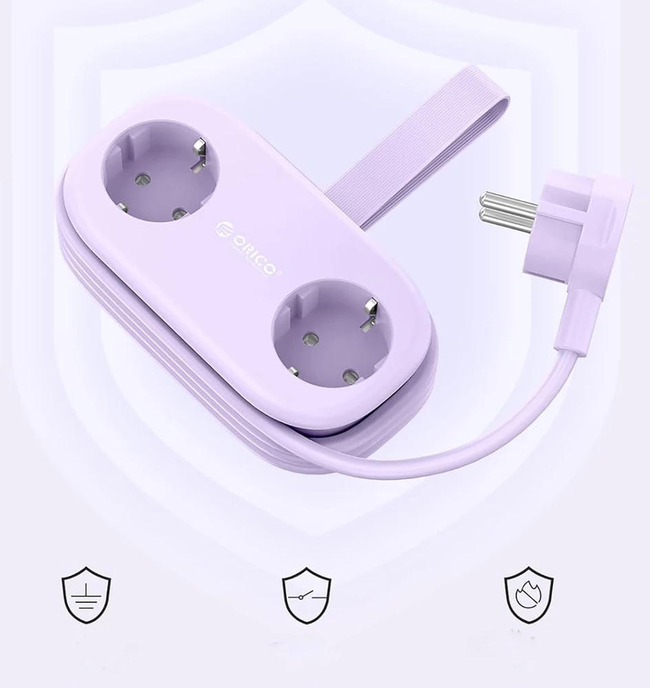 Orico AP3 65W GaN 6in1 maitinimo blokas 2x AC + 2x USB-A + 2x USB-C - Violetinė