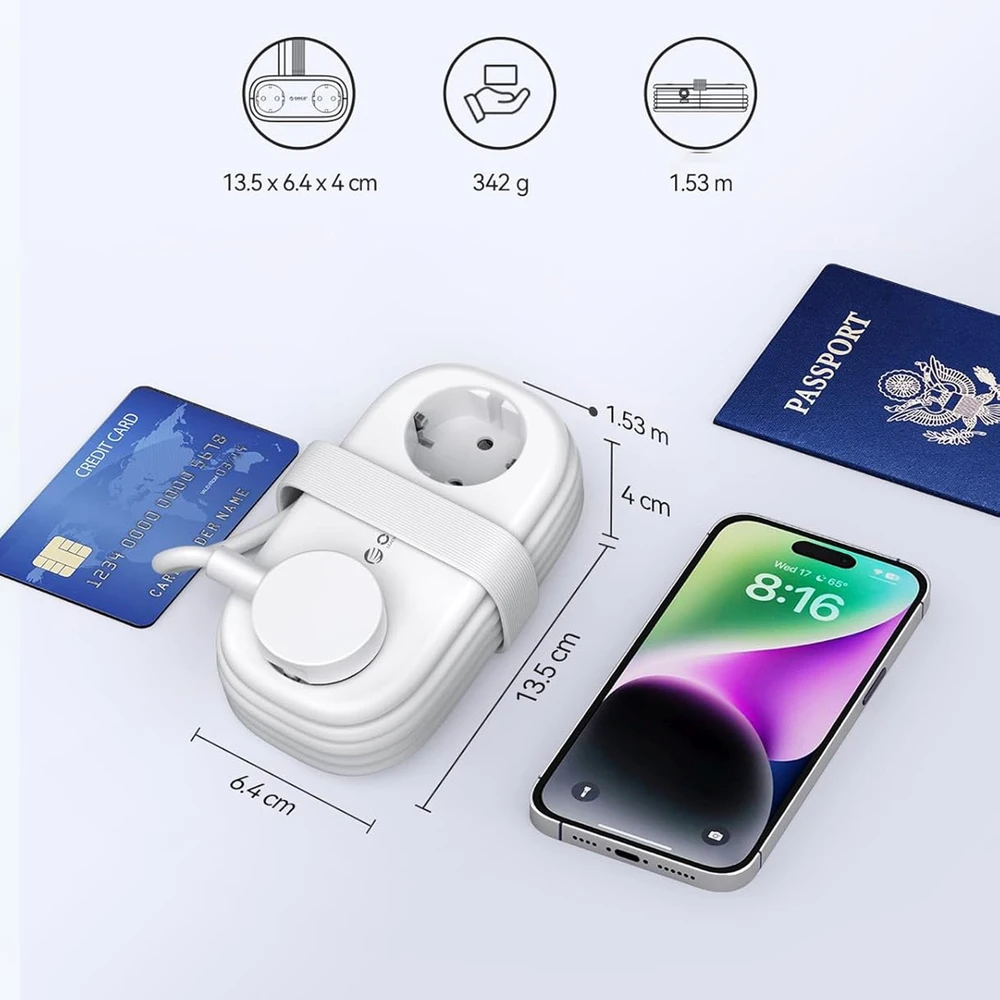 Orico AP3 65W GaN 6in1 maitinimo blokas 2x AC + 2x USB-A + 2x USB-C - Baltas