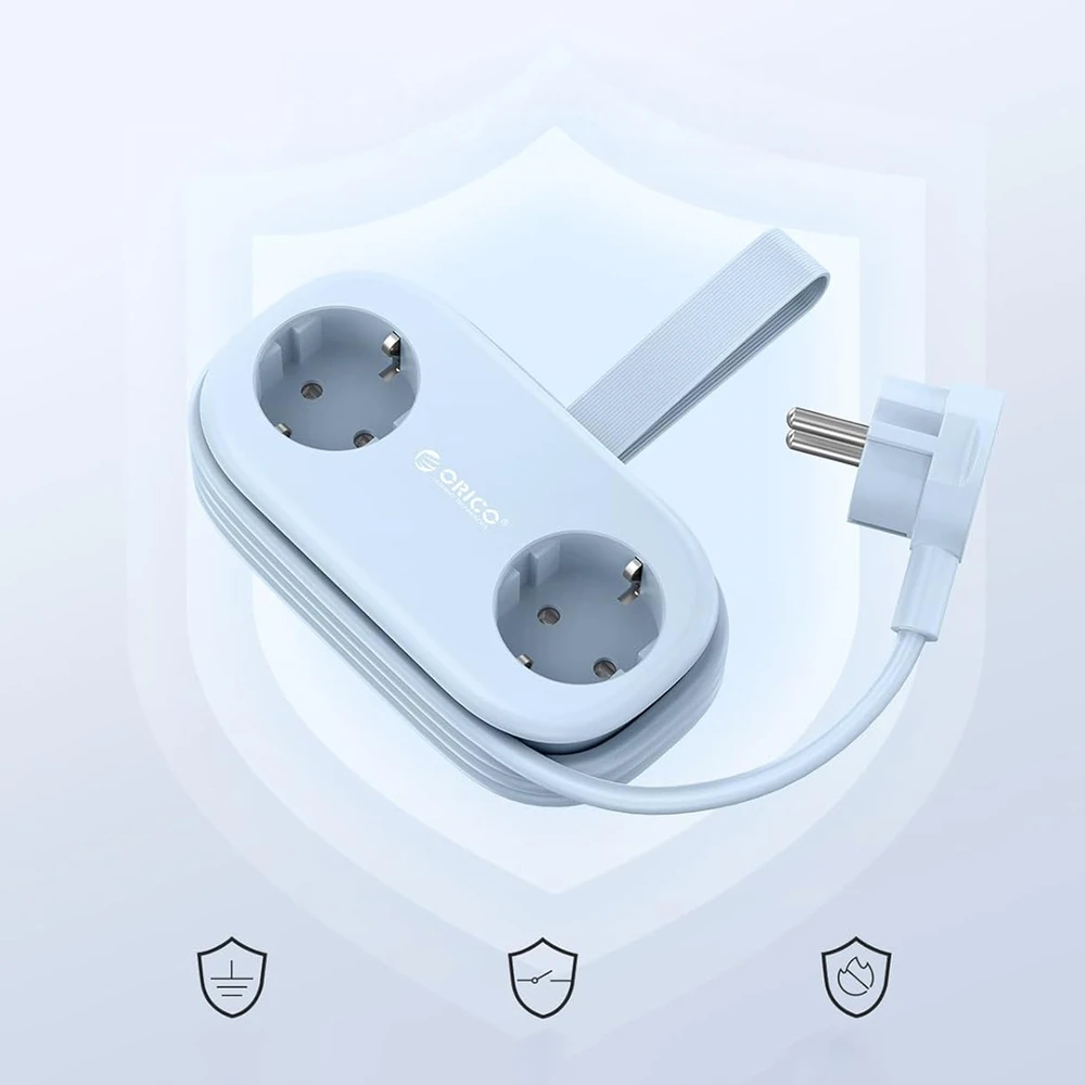 Orico AP3 65W GaN 6in1 maitinimo blokas 2x AC + 2x USB-A + 2x USB-C - Mėlyna