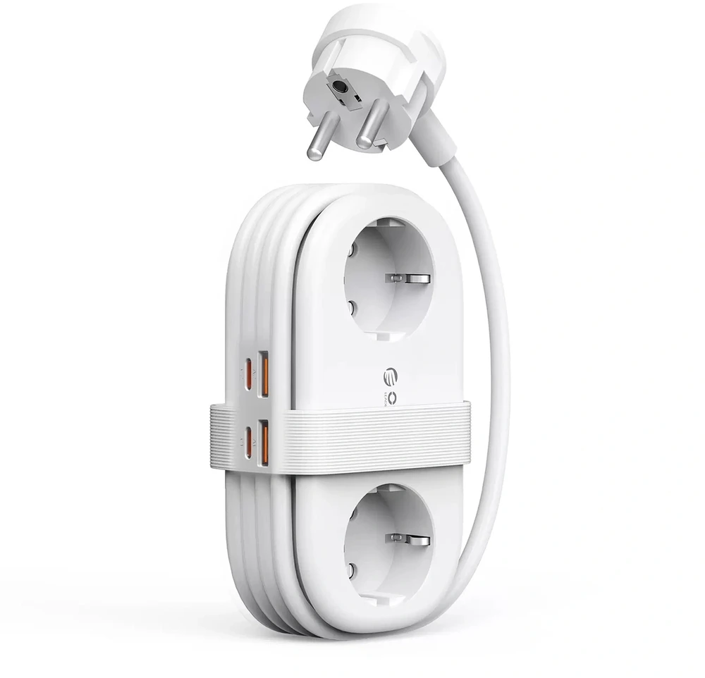 Orico AP3 65W GaN 6in1 maitinimo blokas 2x AC + 2x USB-A + 2x USB-C - Baltas