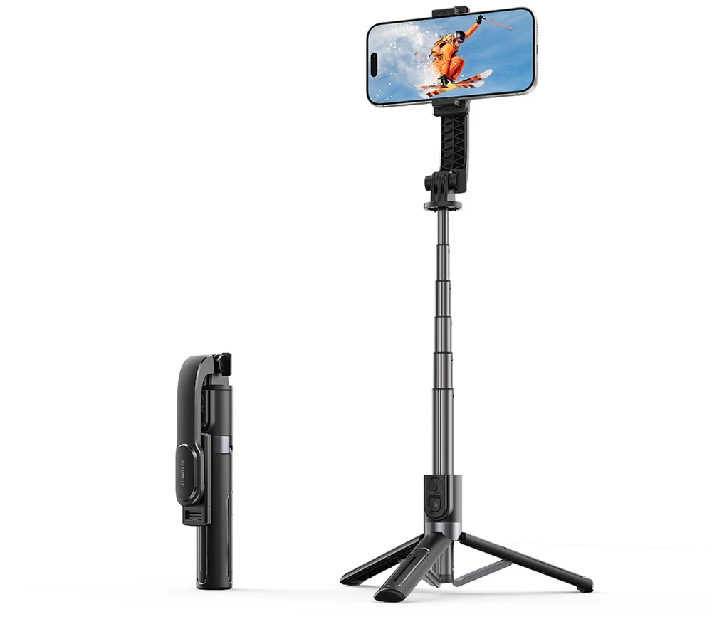 Asmenukių lazda Orico SPV90 aliumininis mini trikojis su „Bluetooth“ 360 laipsnių sukimu - juodas