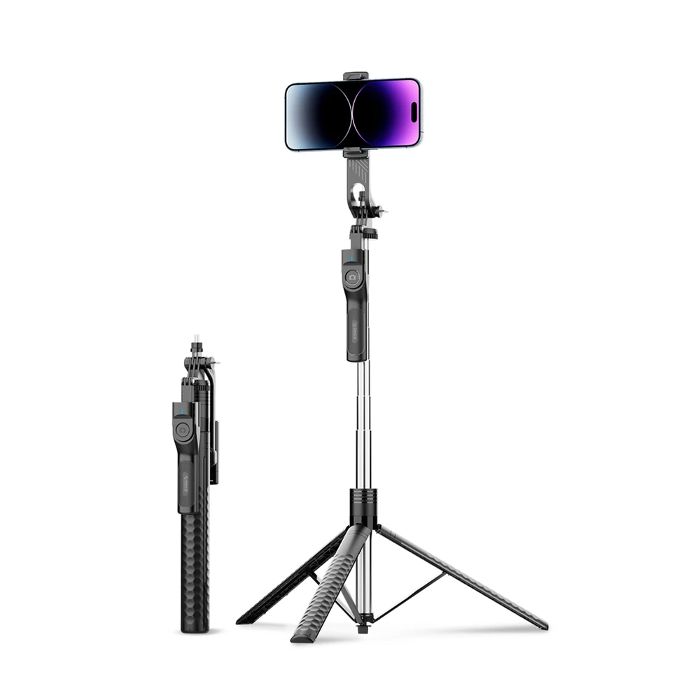Asmenukių lazda Orico SPM190 trikojis telefono kamerai, 1/4 colio, su 360 laipsnių sukimu, Bluetooth 5.2 - juodas