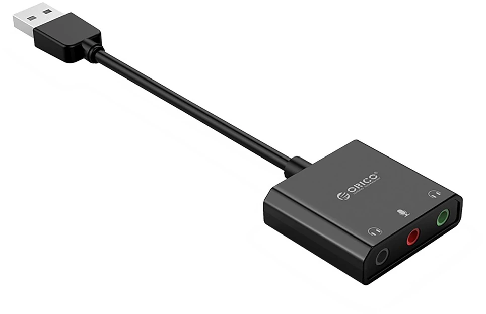 Ausinės Orico SKT3 USB-A išorinė garso plokštė - Juodas