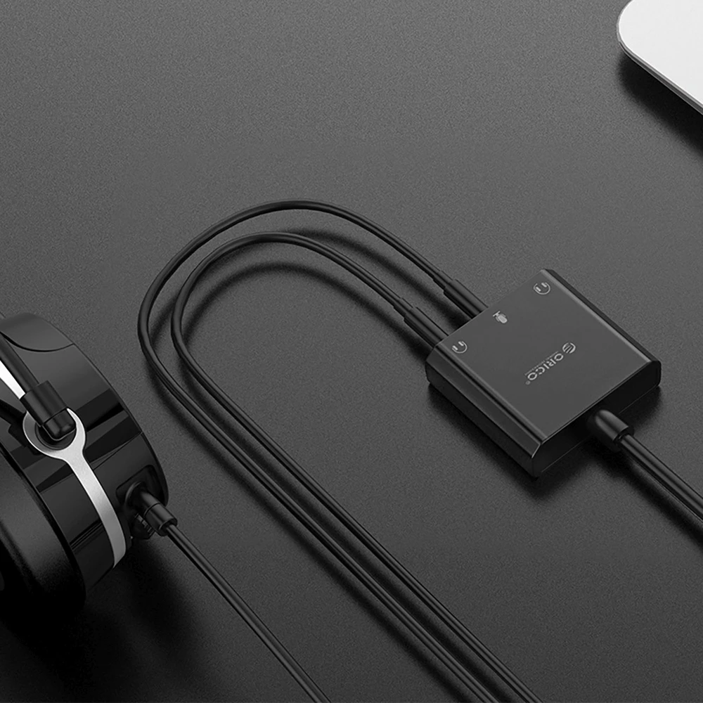 Ausinės Orico SKT3 USB-A išorinė garso plokštė - Juodas